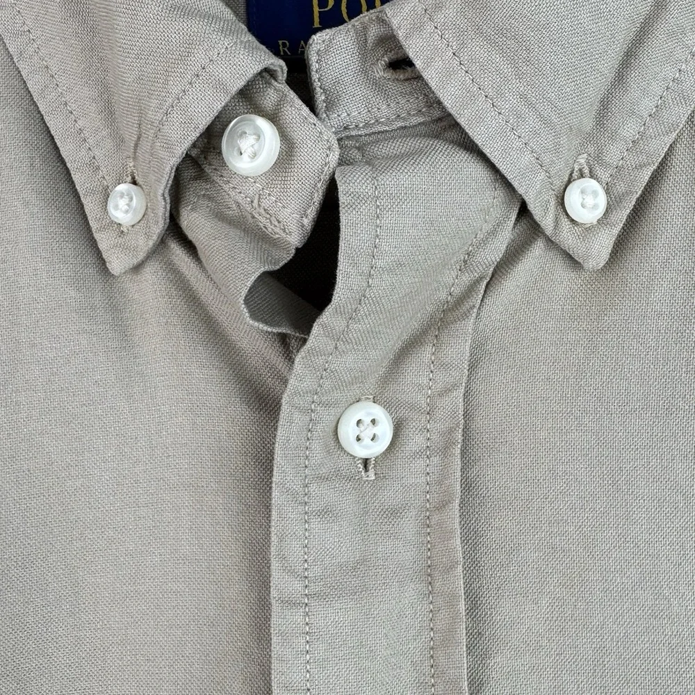 Polo Ralph Lauren Button Down Shirt Mens 2XB Khaki Classic Oxford Short Sleeve